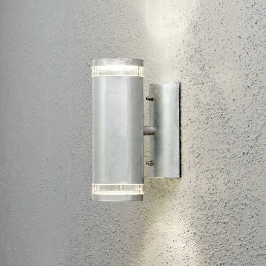 Konstsmide Modena Outdoor Modern Up Down Double Wall Light Galvanized Steel, Transparent, IP44