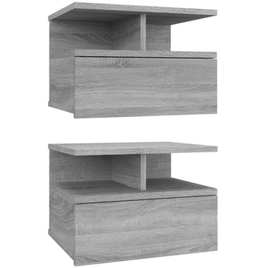 Floating Nightstand 2 pcs Grey Sonoma 40x31x27 cm Engineered Wood Vidaxl Grey
