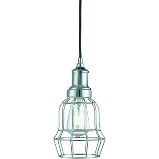 Searchlight Bell Cage - 1 Light Wire Ceiling Pendant Chrome, E27