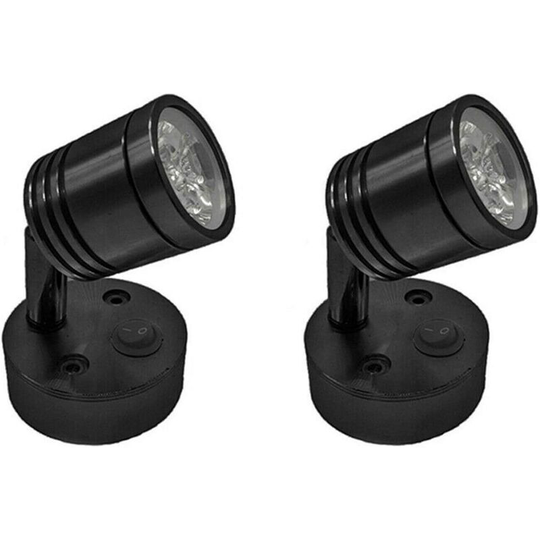 Aougo - Parts 12V led Spot Reading Light Wall Bedside Lamp Adjustable Switch Motorhome Caravan Cylindrical Flexible Interior Lighting for Boat