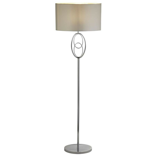 Searchlight Loopy 1 Light Floor Lamp, Chrome, White Shade