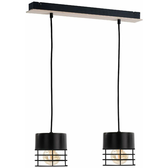 Keter Casa Bar Pendant Ceiling Light Black, Wood, 50cm, 2x E27