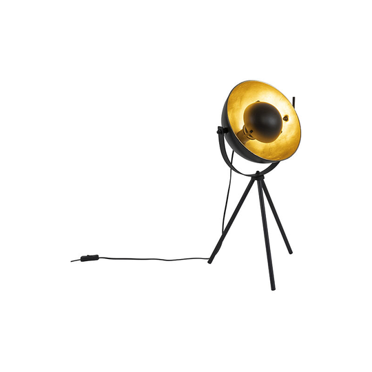 Qazqa - Table lamp black with gold 63.3 cm tripod adjustable - Magnax - Black