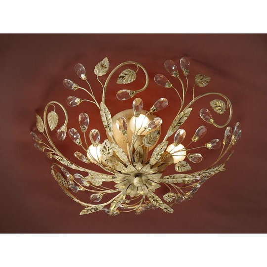 Schuller Verdi - 4 Light Crystal Flush Ceiling Light White, gold, E14