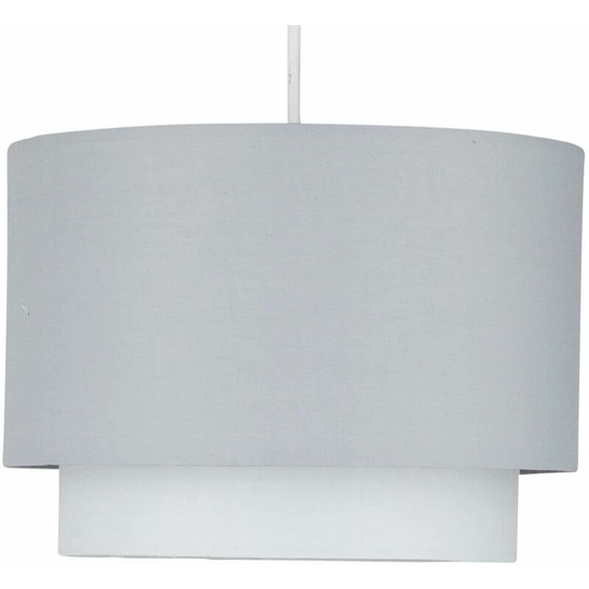 First Choice Lighting - Grey Ombre 2 Tier Ceiling Light Shade - Ombre grey cotton