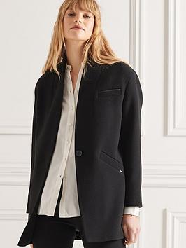 Superdry Studios Wool Town Coat - Black, Black, Size 12, Women