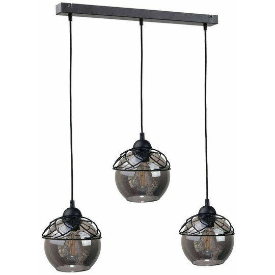 Keter Mera Bar Pendant Ceiling Light Black, 60cm, 3x E27