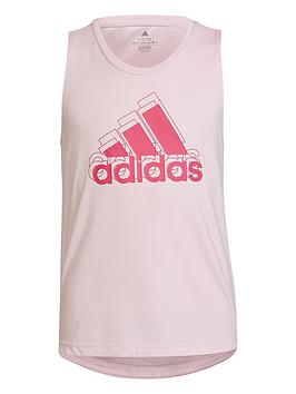 adidas Designed 2 Move Junior Girls Big Logo Tank - Light Pink, Light Pink, Size 7-8 Years, Women
