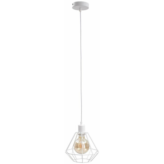 Keter Foskal Wire Frame Pendant Ceiling Light White, 20cm, 1x E27