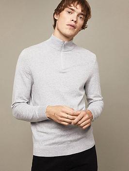 Burton Menswear London Half Zip Jumper - Light Grey