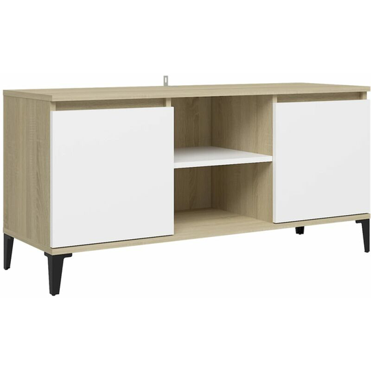 Tv Cabinet with Metal Legs White and Sonoma Oak 103.5x35x50 cm Vidaxl White