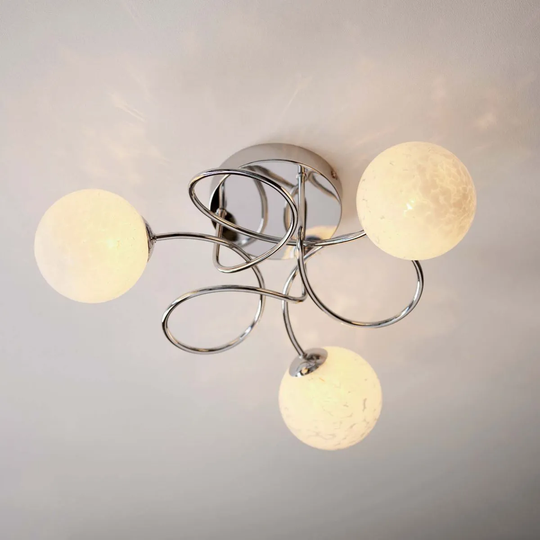 Ensora Lighting Curl 3Lt Semi Flush Light Fitting Chrome