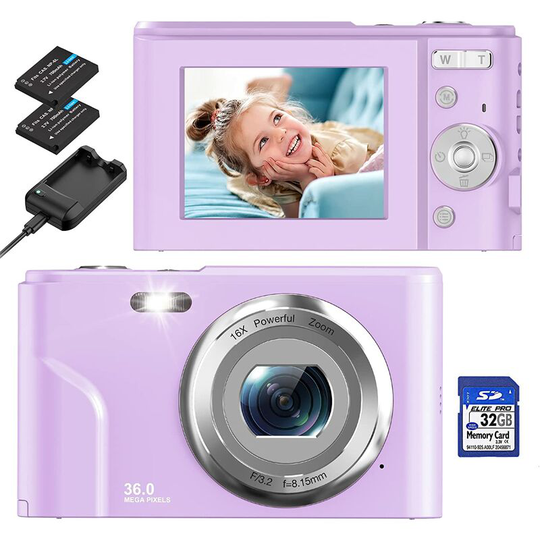 Digital Camera,Jckduhan Vlogging Camera with 32G Memory Card fhd 1080P 16X Digital Zoom, Powerful Cameras for Photography for Kids Teens Beginners