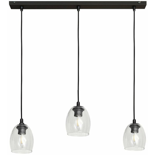 Helam Brillant Straight Bar Pendant Ceiling Light Black, Transparent 60cm