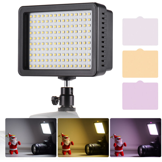 Andoer Portable 160pcs LED Video Light Lamp 5600K Color Temperaure with Dimmable Switch Ultra Bright Camera Lighting Panel 3 Filters for Photo Video