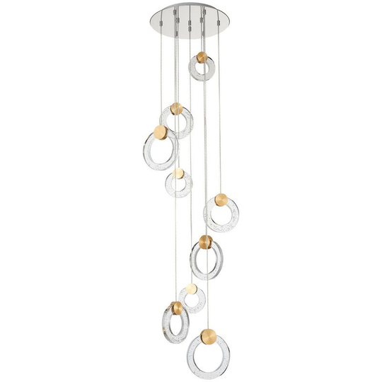 Spring Contemporary led Cluster Pendant Ceiling 9 Light Gold, Glass 3000K