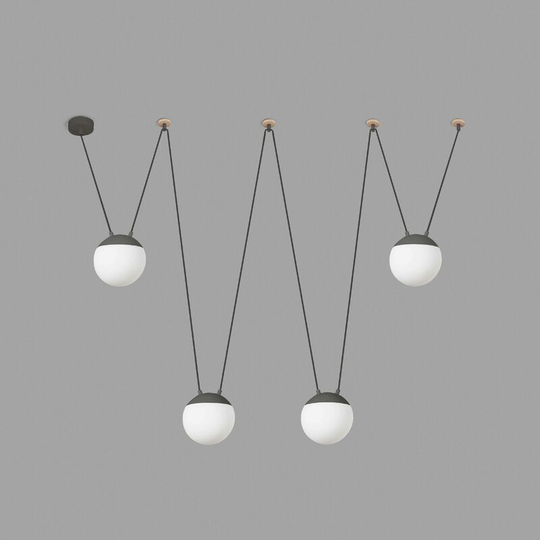 Faro Mine 28376-4L - 4 Light Ceiling Pendant Wood, Dark Grey, E27