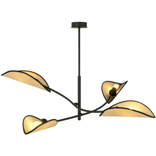 Emibig Lighting - Emibig Lotus Black Multi Arm Semi Flush Ceiling light with Brown Fabric Shades, 4x E14