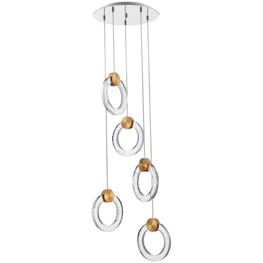 Spring Contemporary led Cluster Pendant Ceiling 5 Light Gold, Glass 3000K