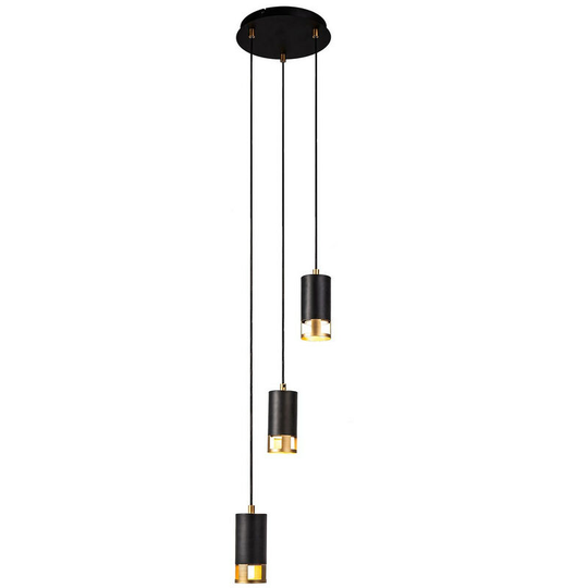 Luminosa Phelps 3 Light Round Ceiling Pendant GU10, Black, Painted Gold