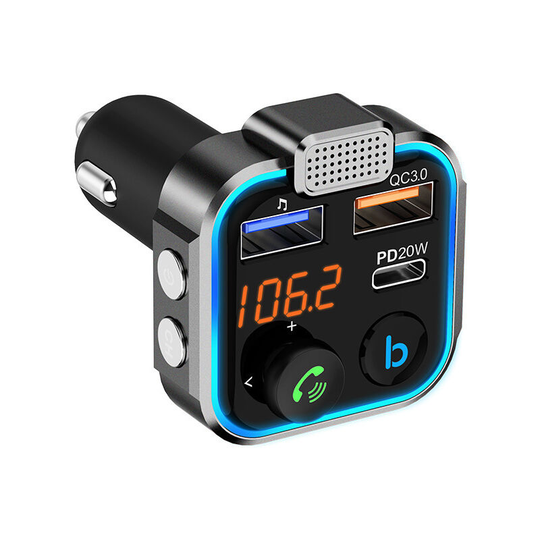 Ilovemilan - Bluetooth 5.0 fm Transmitter for Car, [pd 20W + qc 3.0] [Stronger Microphone & HiFi Bass Sound] Cigarette Lighter Radio Music Adapter