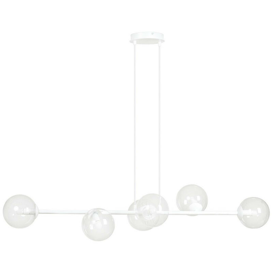 Emibig Rossi White Globe Pendant Ceiling Light with Clear Glass Shades, 6x E14