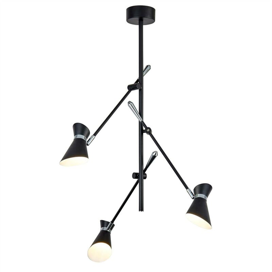 Searchlight Diablo - led 3 Light Multi Arm Ceiling Pendant Chrome, Matt Black