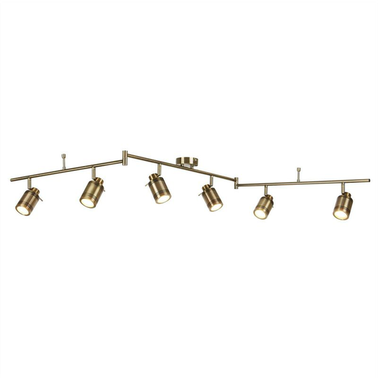 Searchlight Lighting - Searchlight Samson - 6 Light Bathroom Ceiling Spotlight Bar Antique Brass IP44, GU10