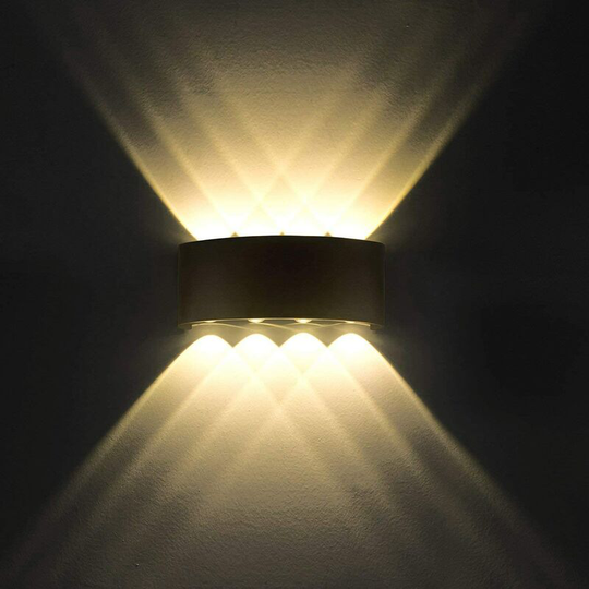 Aougo - 8W led Wall Lamp Modern Wall Sconces IP65 Waterproof Sconce Fixture Aluminum Up Down Decorative Spot Light Night Lamp(White hot) [Energy