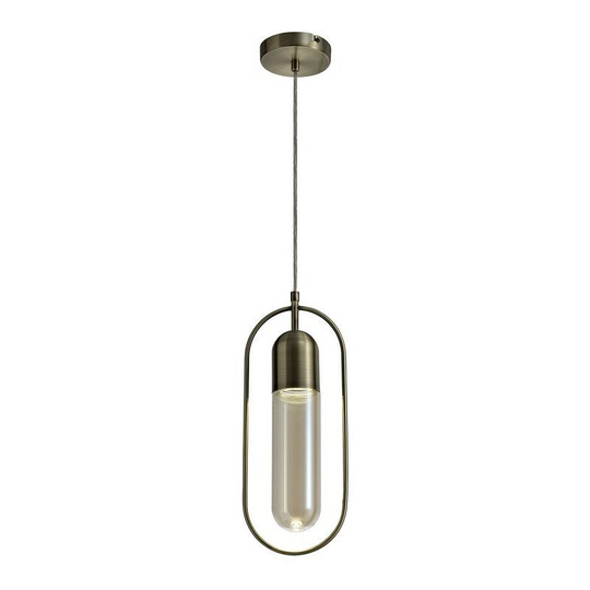 Ceiling Pendant, 1 x 7W led, 4000K, 790lm, Antique Brass, Amber - Luminosa Lighting