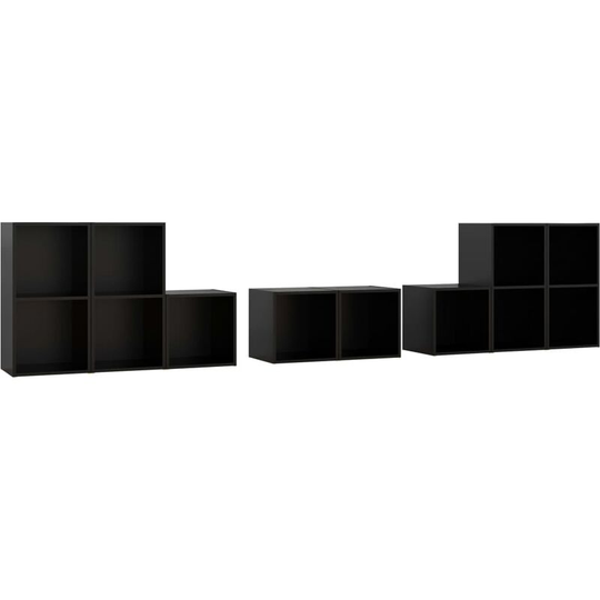 Vidaxl - 8 Piece tv Cabinet Set Black Engineered Wood Black
