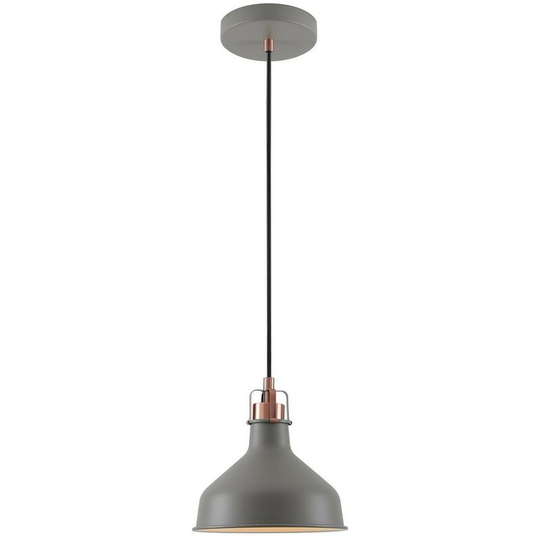 Small Ceiling Dome Pendant, 1 x E27, Sand Grey, Copper, White - Luminosa Lighting