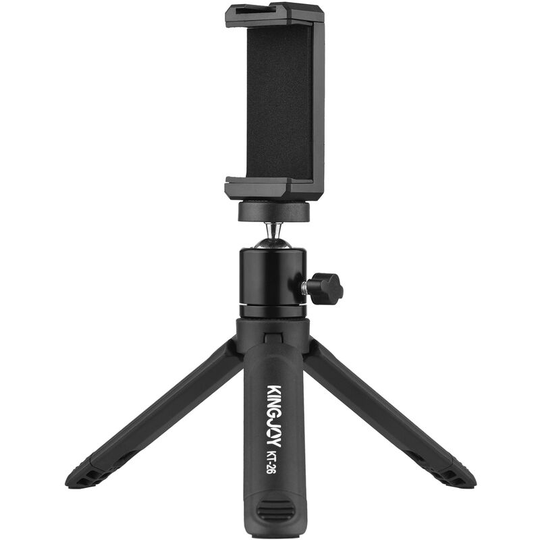 KT-26 Mini Desktop Tripod Rotatable Ball Head with Extendable Cold Shoe Phone Clip 1/4 Inch Screw - Kingjoy