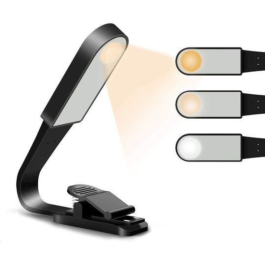 Aougo - Reading Light, usb Rechargeable Reading Light with Touch Sensor, Book Light with 3 Adjustable Brightness Modes Eye-Care, Flexible Clip on