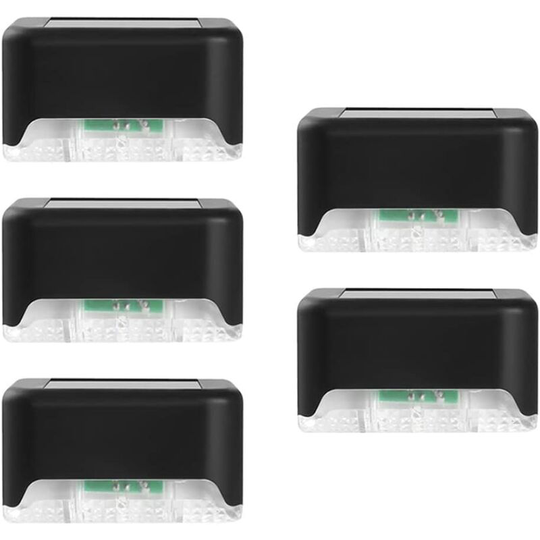 Aougo - Solar Step Lights Led Deck: 5Pcs Waterproof Weatherproof Stairs Lighting for Outdoor Yard Patio Post Railing Garden Backyard Front Door