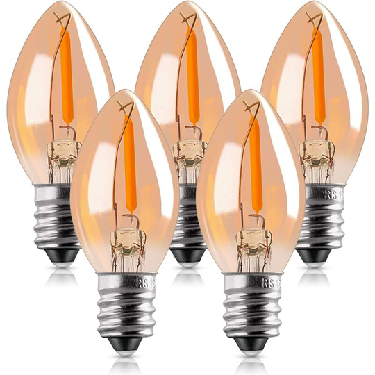 Aougo - C7 led Bulb, 0.5W Candle Light Bulbs, Amber Glow Decorative Edison Night Light led E14 Candelabra Filament Base Light Bulb Ultra Warm White