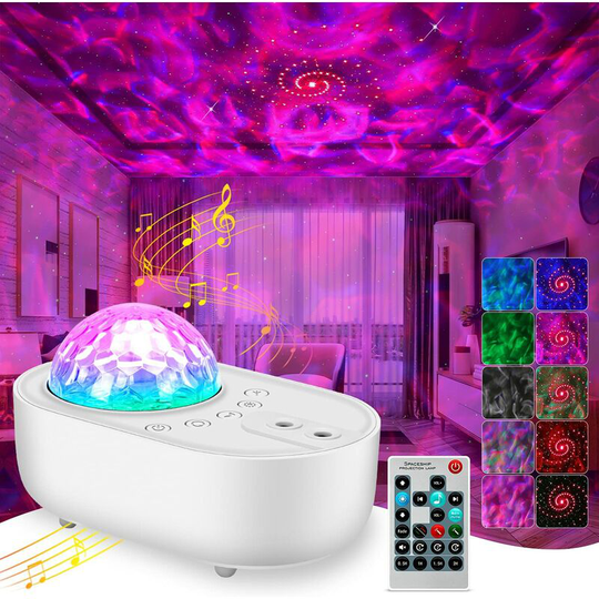 Einemgeld - Projector Light, 3 in 1 Star Projector Night Light with Remote Control Bluetooth Music Speaker 5 Sounds for Kids Adult Bedroom Party Time