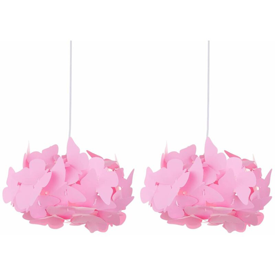 Set of 2 Pink Butterfly Easy Fit Light Shades - Pink pp butterflies
