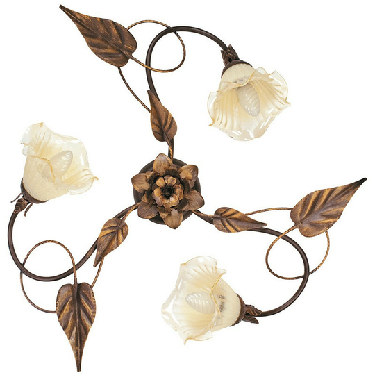 Fan Europe autunno 3 Light Multi Arm Semi Flush Ceiling light Brown 68x20cm