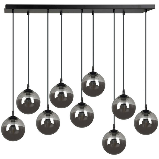 Emibig Lighting - Emibig Cosmo Black Globe Cluster Pendant Ceiling Light with Graphite Glass Shades, 9x E14