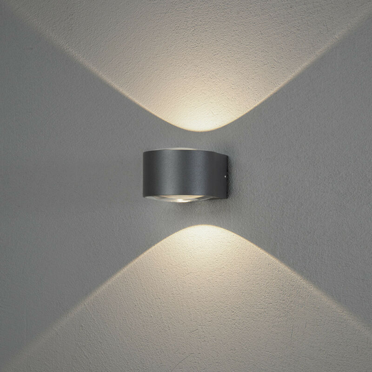 Konstsmide Gela Outdoor Modern Up Down Wall Light Dark Grey 2x 6W LED, IP54