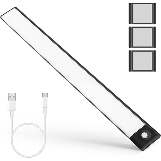 Aougo - 72 led Cabinet Light, usb Rechargeable Induction Night Light, Motion Sensor Cabinet Light for Kitchen Bedside