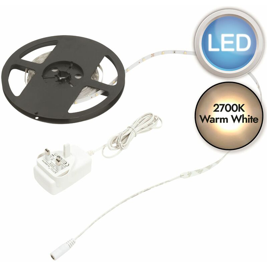 First Choice Lighting - Waterproof 5m led Tape Light - White polymer