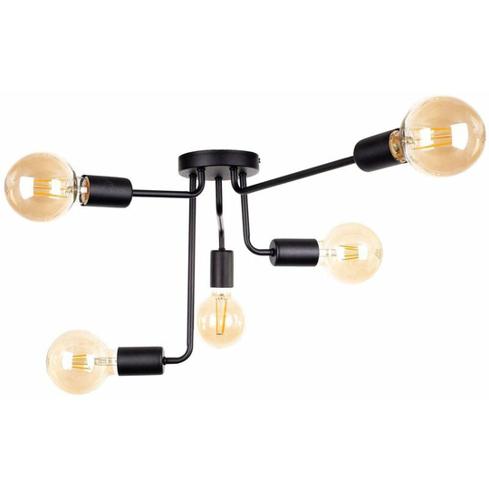 Keter Nixon Multi Arm Semi Flush Ceiling Light Black, 50cm, 5x E27