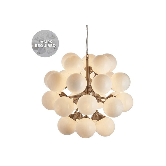 Endon Lighting Oscar - Pendant Satin Nickel Effect Plate & Gloss White Glass 28 Light Dimmable IP20 - G9