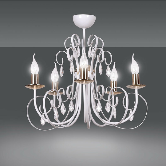 Emibig Foreman White Multi Arm Semi Flush Ceiling light 5x E14