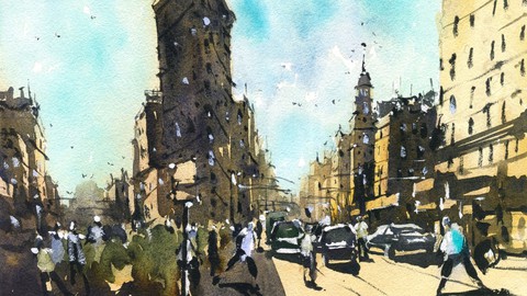 New York City Urban Landscape in Watercolour