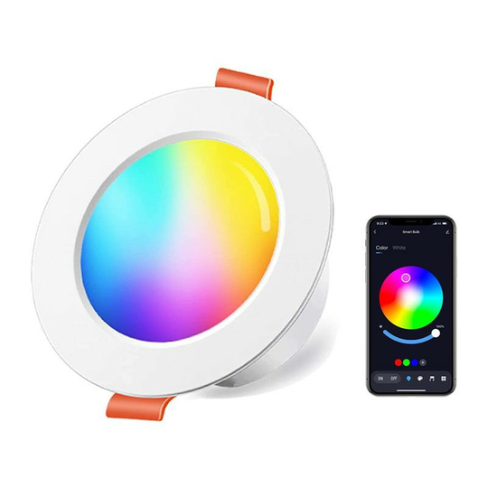 Aougo - led Recessed Spotlight 10W (80W Equivalent) rgb Dimming Color rgbw IP44 3000-6500K Round Dimmable Remote Control Recessed Light (Set of 4)