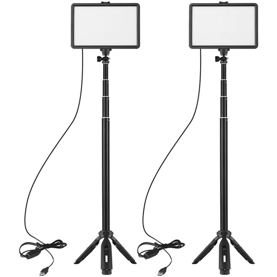 Asupermall - Andoer Portable rgb Video Light Kit with 2 * led Video Light 7 Colors Lighting 3200K-5600K 10 Levels Brightness usb Powered + 2 *