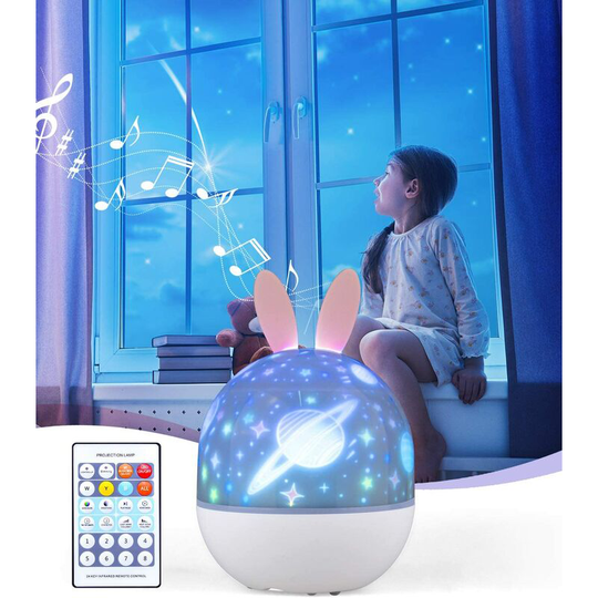 Thsinde - Baby Projector Night Light, Children's led Night Light Musical and Luminous Lamp 360° Rotation, 8 Songs, 6 Projection Movies, for Kids,
